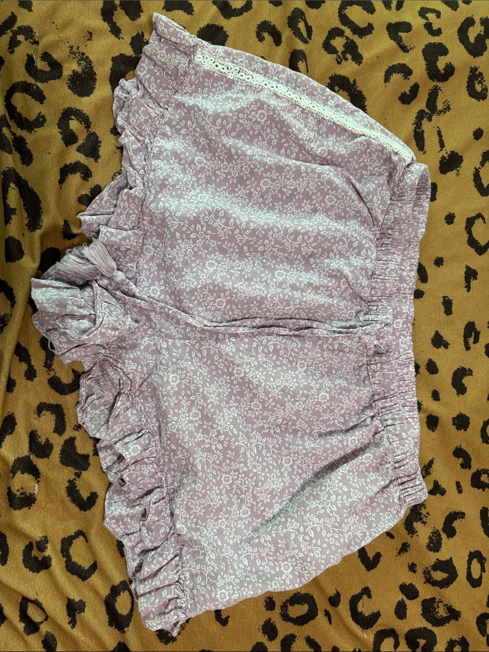 Women’s Lavender Floral Ruffle Shorts